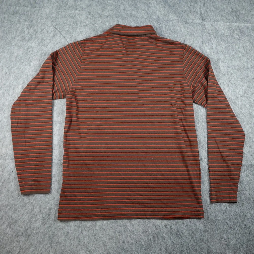 Banana Republic Shirt Mens Small Brown Orange Striped Cotton Long Sleeve Polo